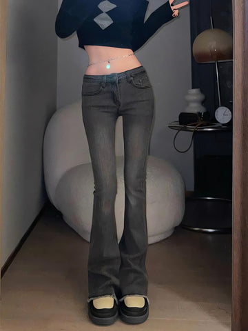 Casual Low Rise Flare Jeans - KAYSMAR