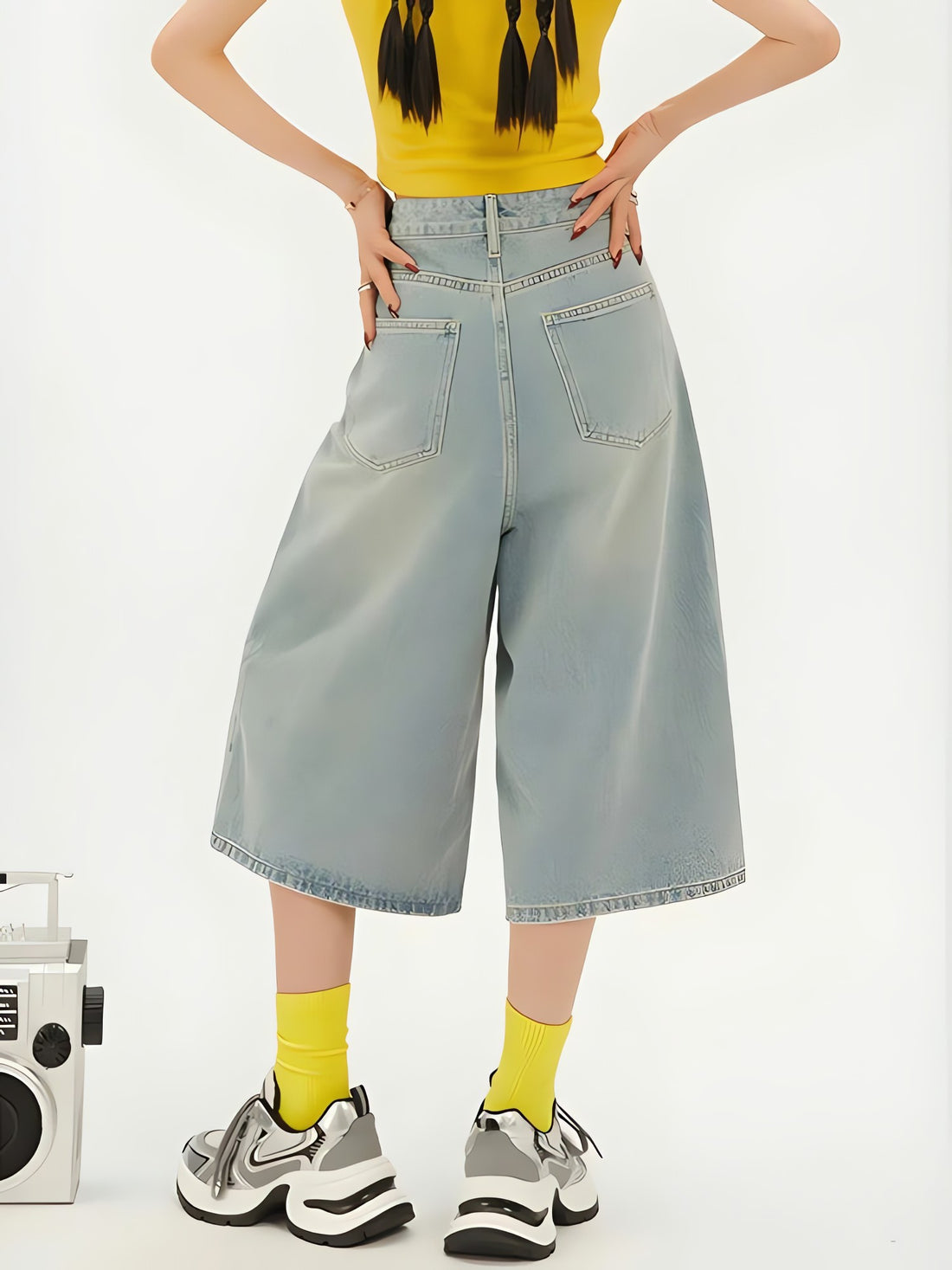 Casual Wide Leg Denim Shorts - KAYSMAR