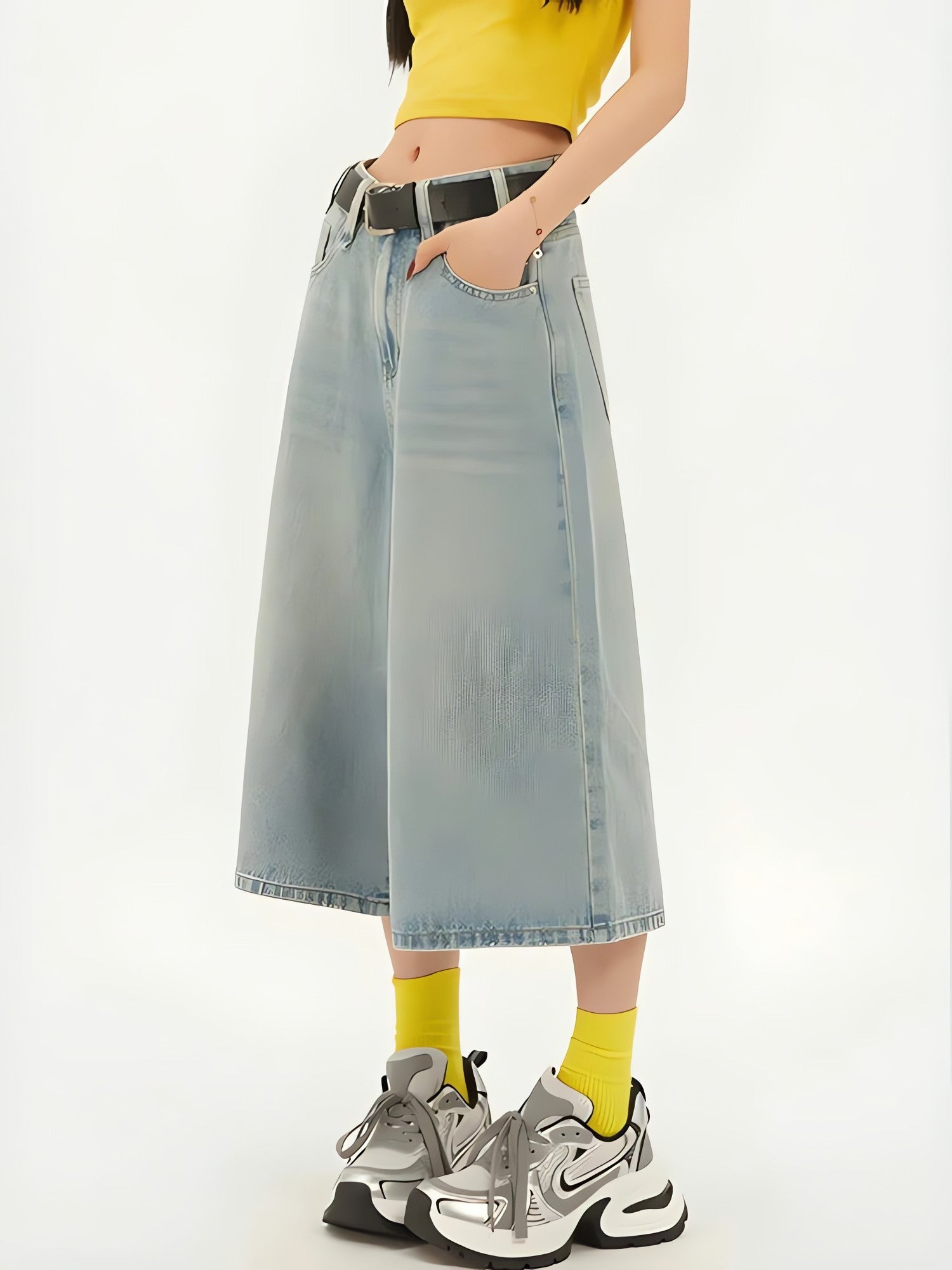 Casual Wide Leg Denim Shorts - KAYSMAR
