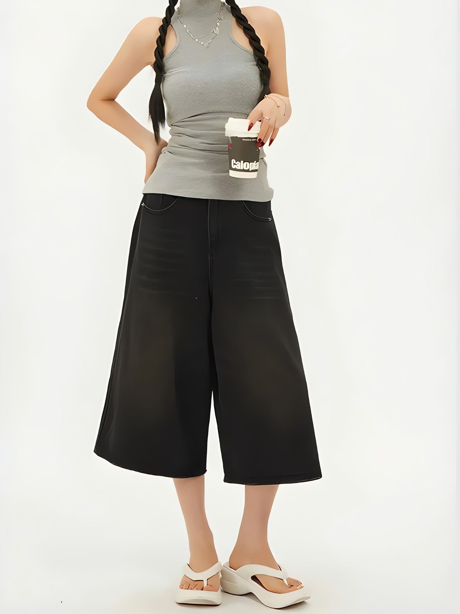 Casual Wide Leg Denim Shorts - KAYSMAR