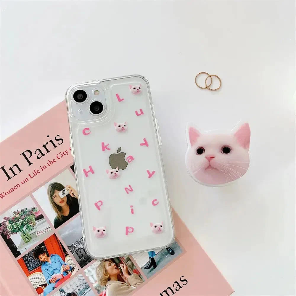 Cat Popsocket Clear Phone Case - KAYSMAR