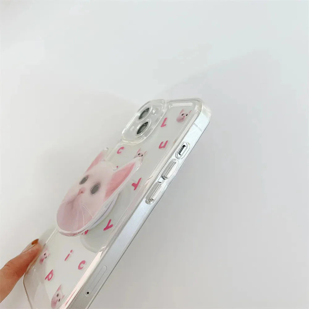 Cat Popsocket Clear Phone Case - KAYSMAR