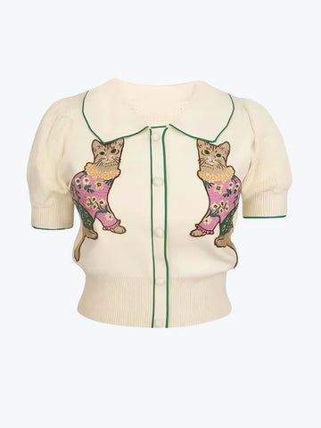 Cat Embroidered Sweater - KAYSMAR