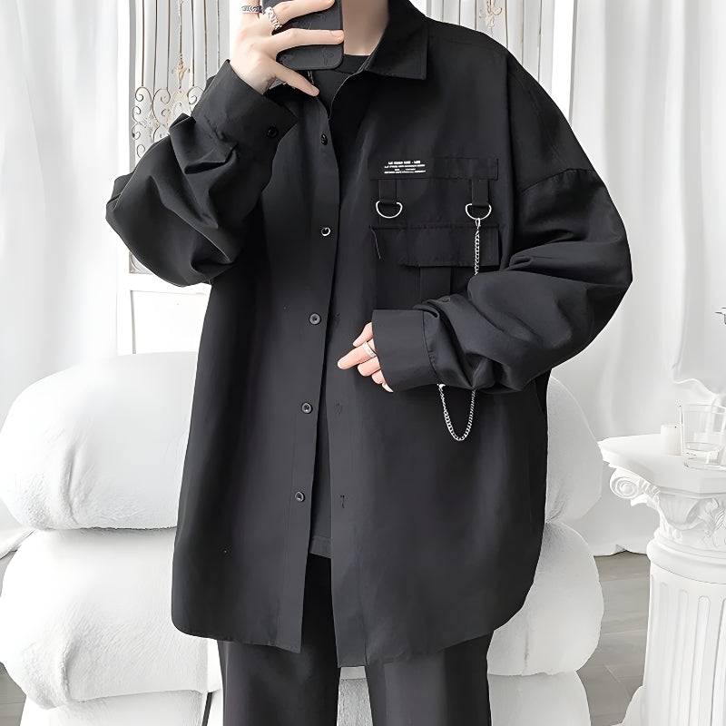 Chain Detailed Long Sleeve Shirt - KAYSMAR