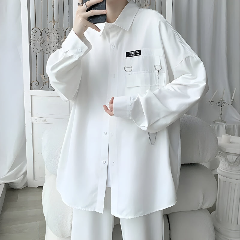 Chain Detailed Long Sleeve Shirt - KAYSMAR