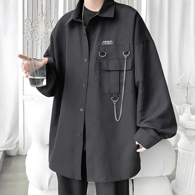 Chain Detailed Long Sleeve Shirt - KAYSMAR