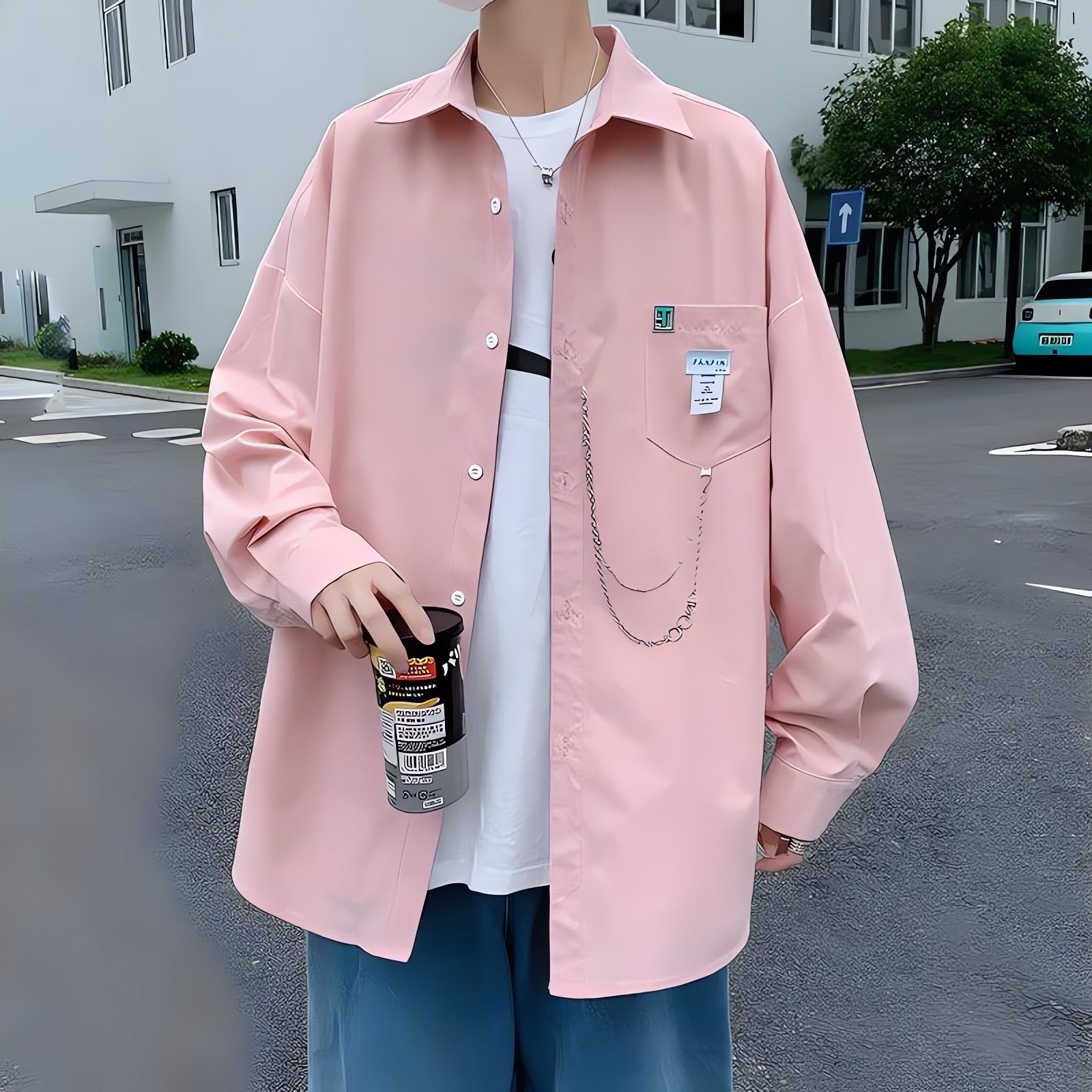 Chain Detailed Long Sleeve Shirt - KAYSMAR