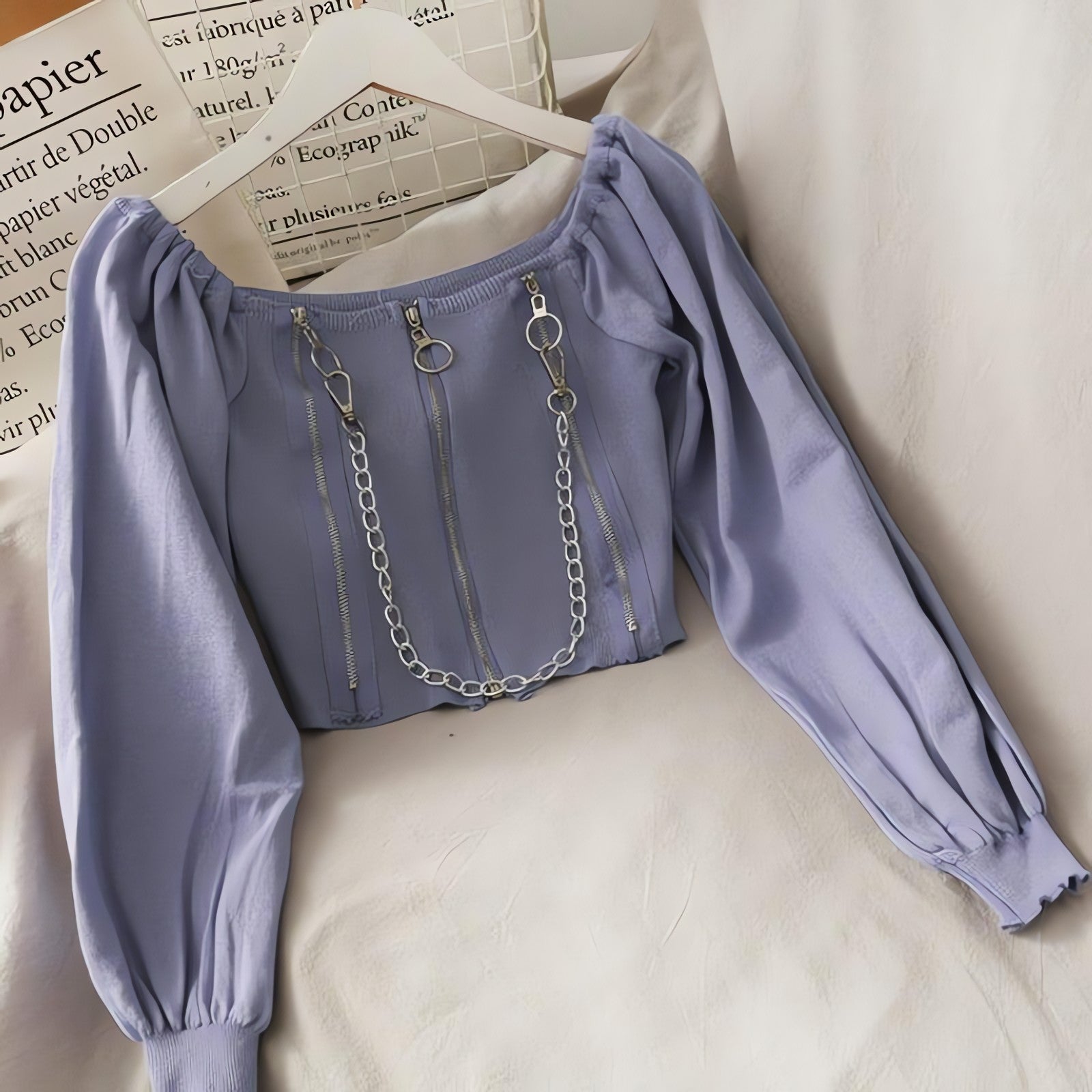 Chain Detailed Square Neck Crop Top - KAYSMAR