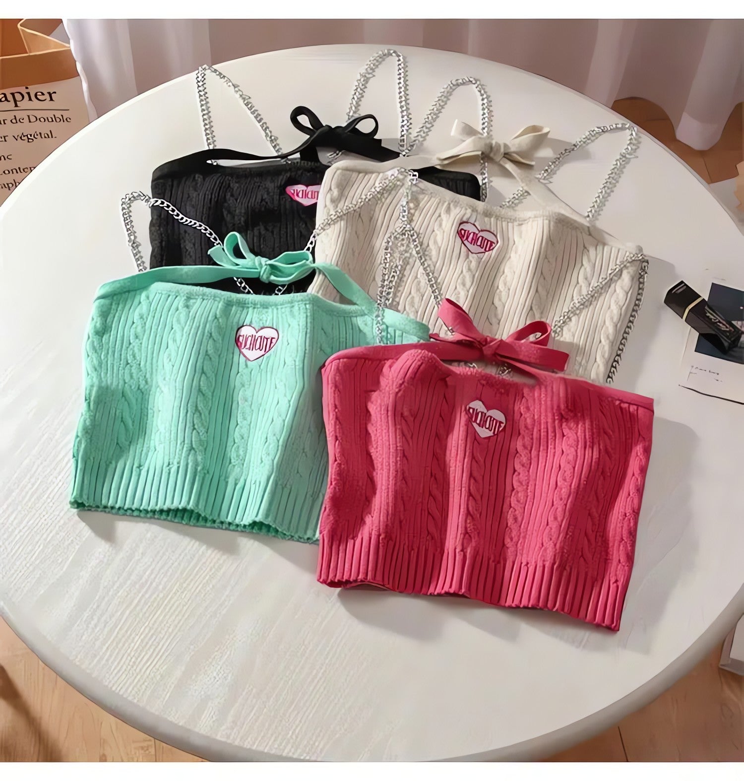 Chain Strap Knitted Crop Top - KAYSMAR