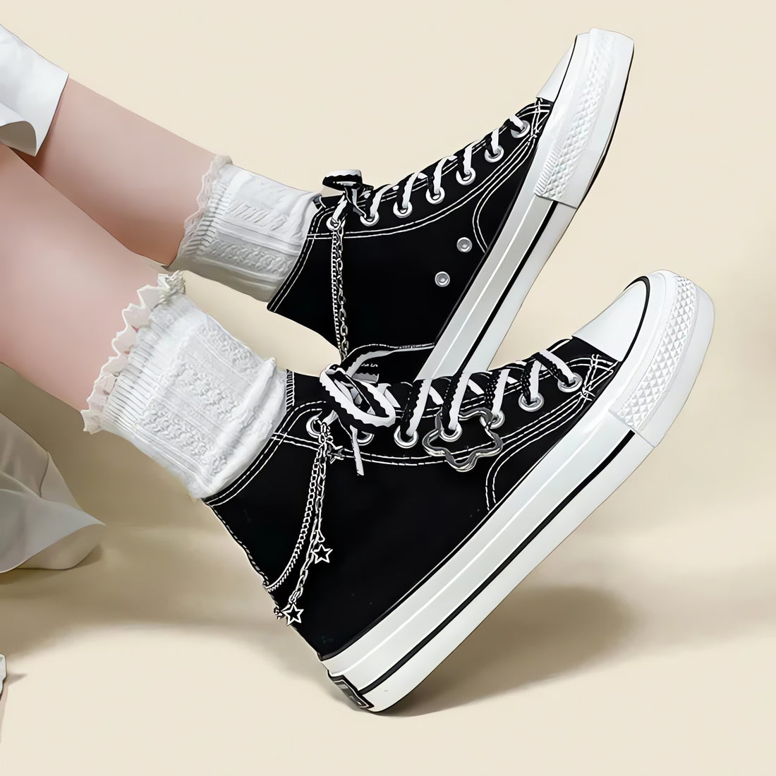 Chain with Stars Canvas Shoes - KAYSMAR