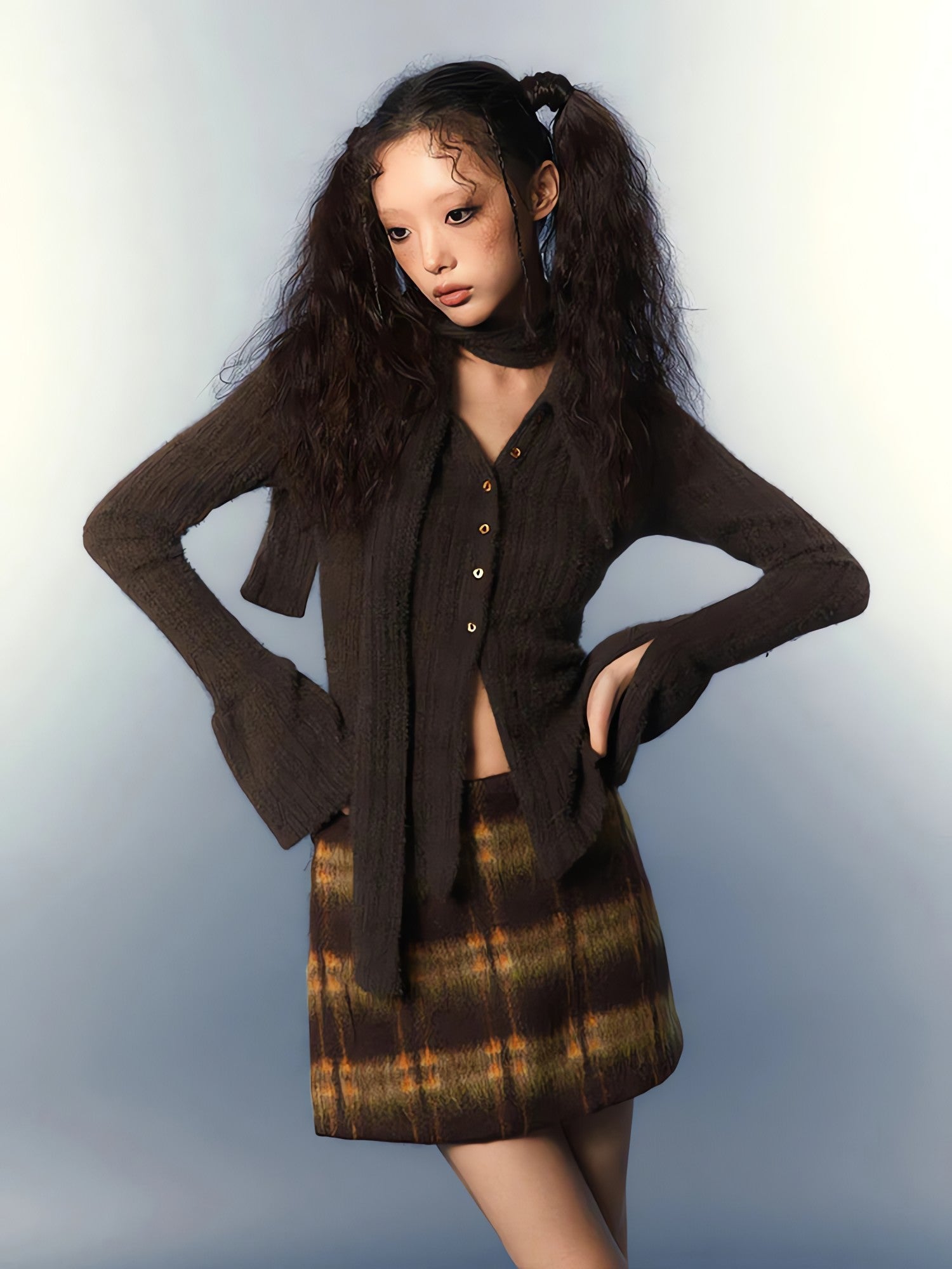 Chelsea Collar Scarf Tie Knitted Cardigan - KAYSMAR