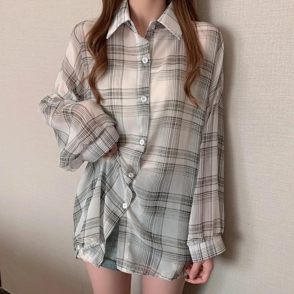 Chiffon Plaid Shirt - KAYSMAR