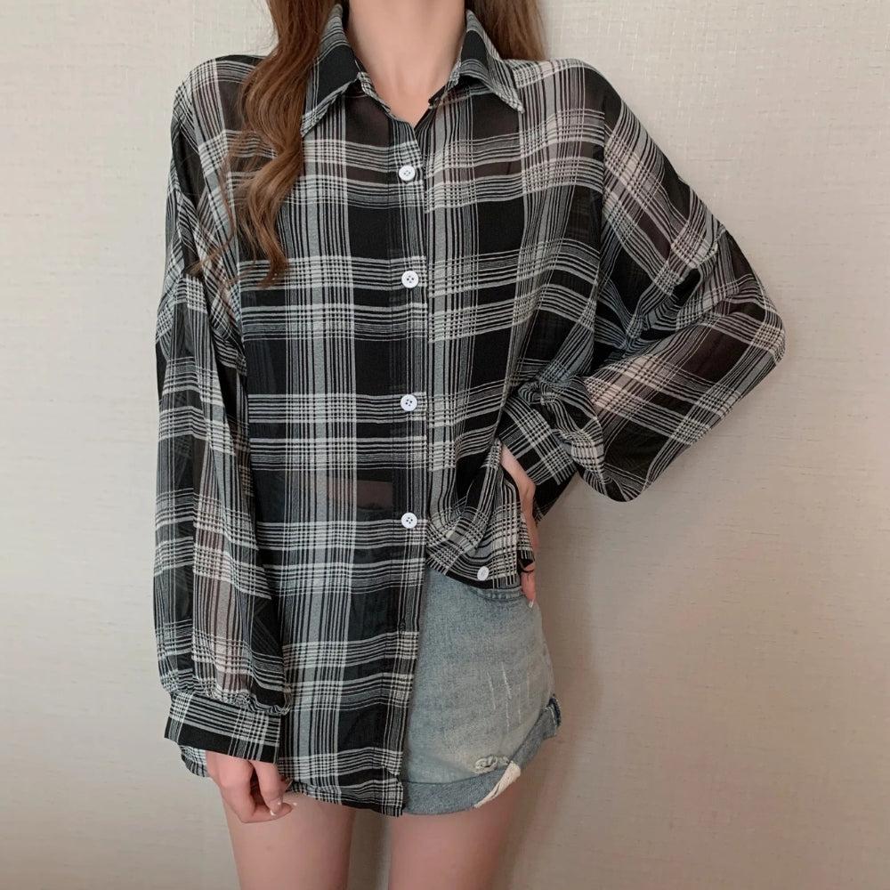 Chiffon Plaid Shirt - KAYSMAR