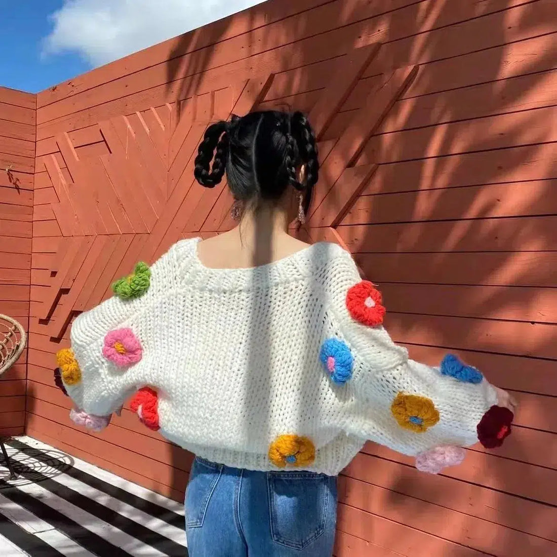 Chunky Colorful Floral Cardigan - KAYSMAR
