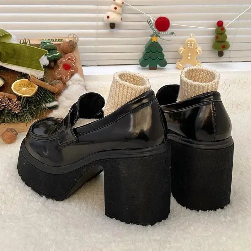Chunky Platform High Heel Loafer Shoes - KAYSMAR