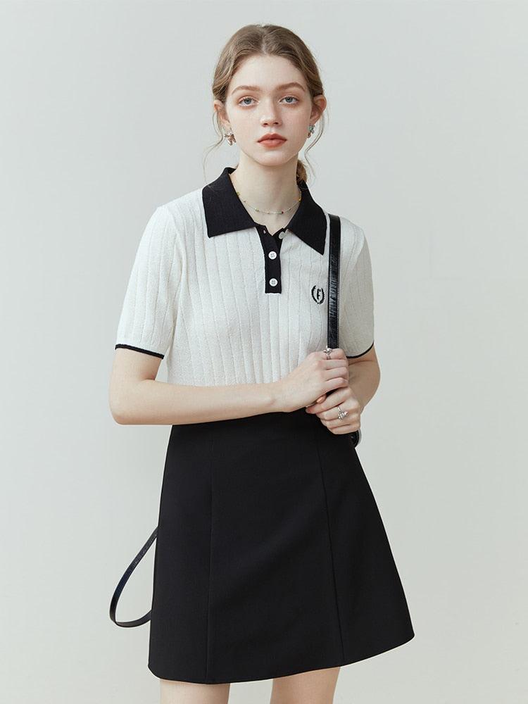 College Style Short Sleeve Sweater - KAYSMAR