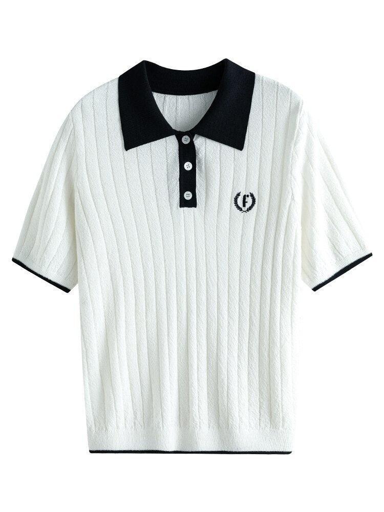 College Style Short Sleeve Sweater - KAYSMAR