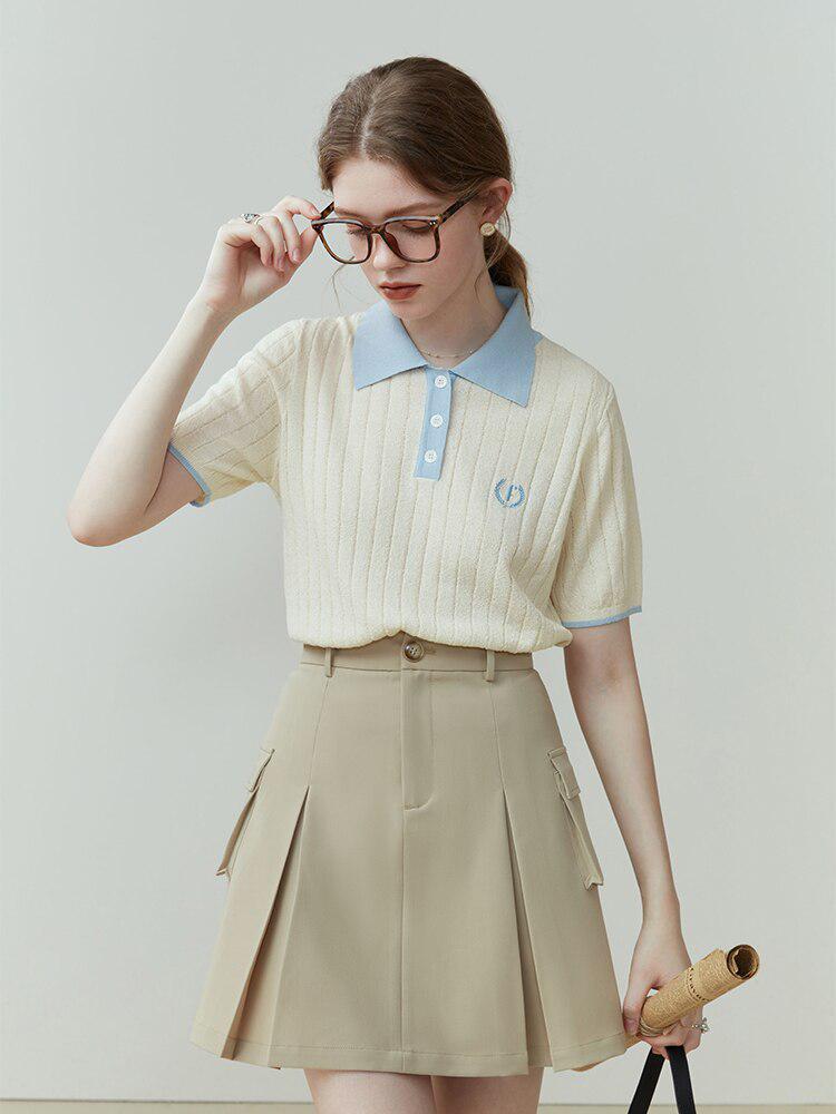 College Style Short Sleeve Sweater - KAYSMAR