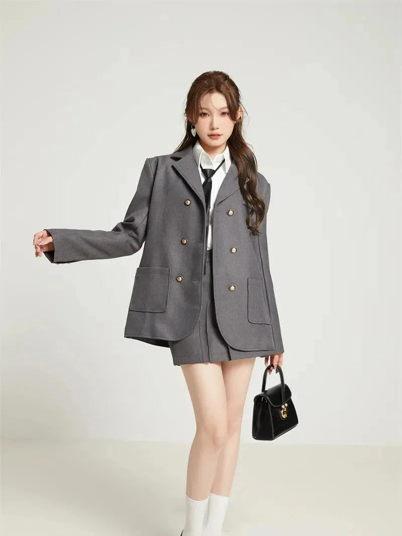 College Style Skirt, Blazer & Shirt Set - KAYSMAR
