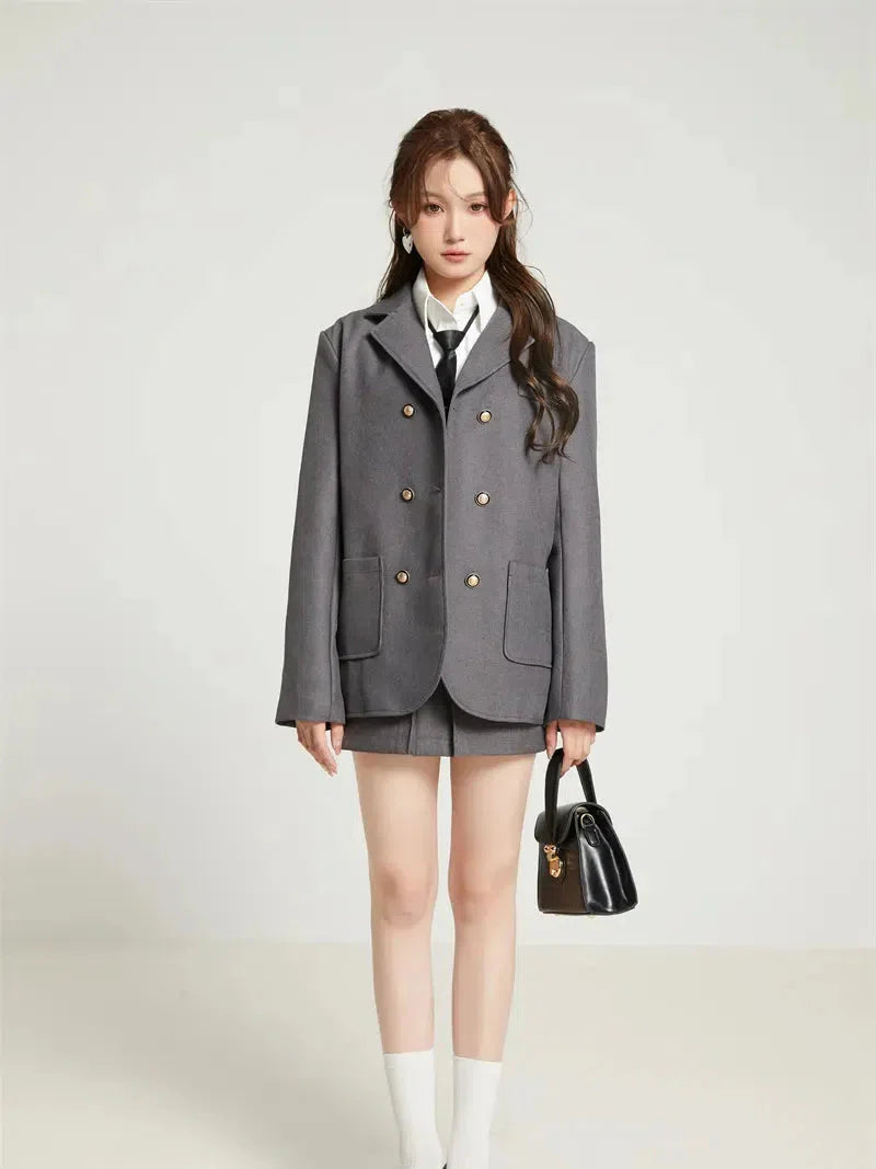 College Style Skirt, Blazer & Shirt Set - KAYSMAR