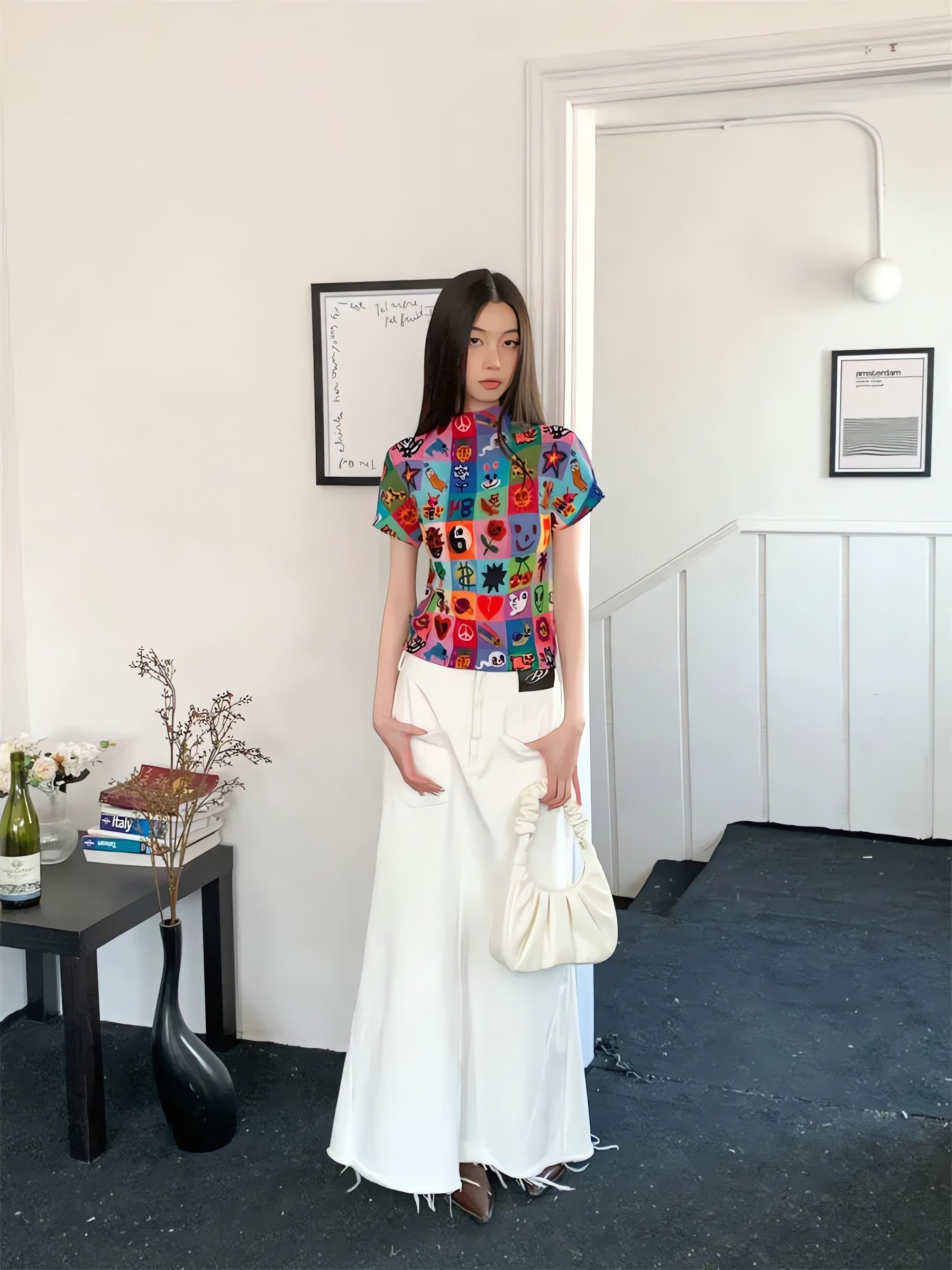 Colorful Sketchbook Pleated Top - KAYSMAR