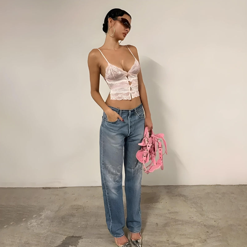 Coquette Bow Backless Lace Top - KAYSMAR