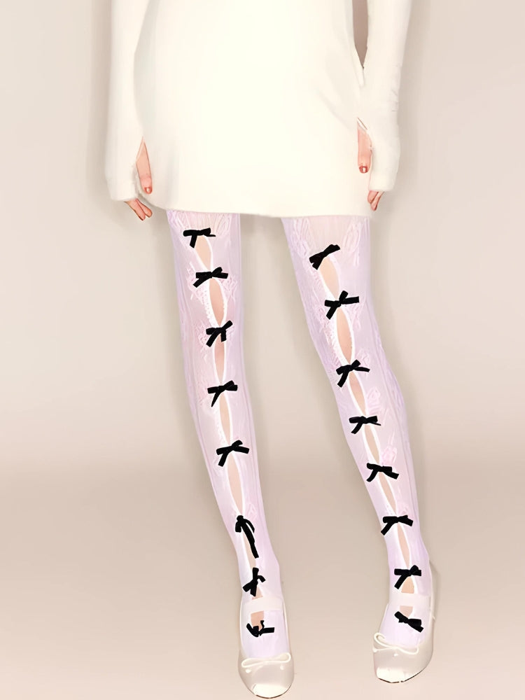 Coquette Bow Fishnet Tights - KAYSMAR