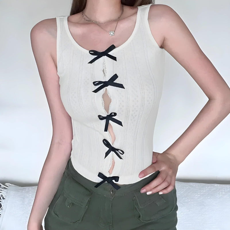 Coquette Bow Pointelle Top - KAYSMAR
