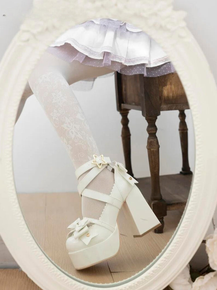 Coquette Bow Star Buckled Platform High Heels - KAYSMAR