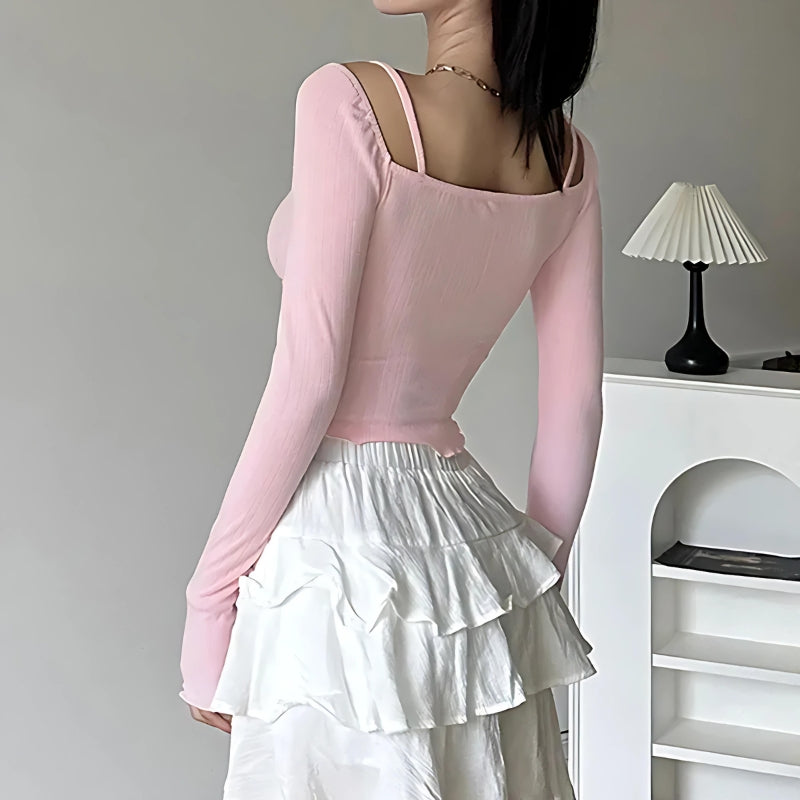 Coquette Bow Straps Ruched Top - KAYSMAR