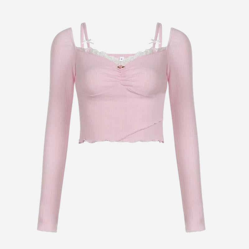 Coquette Bow Straps Ruched Top - KAYSMAR