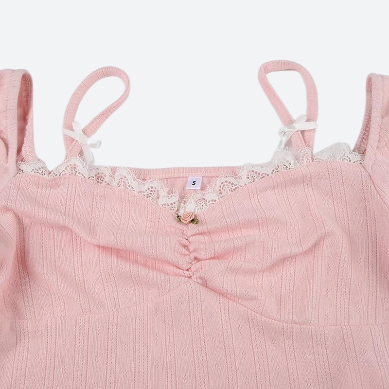 Coquette Bow Straps Ruched Top - KAYSMAR
