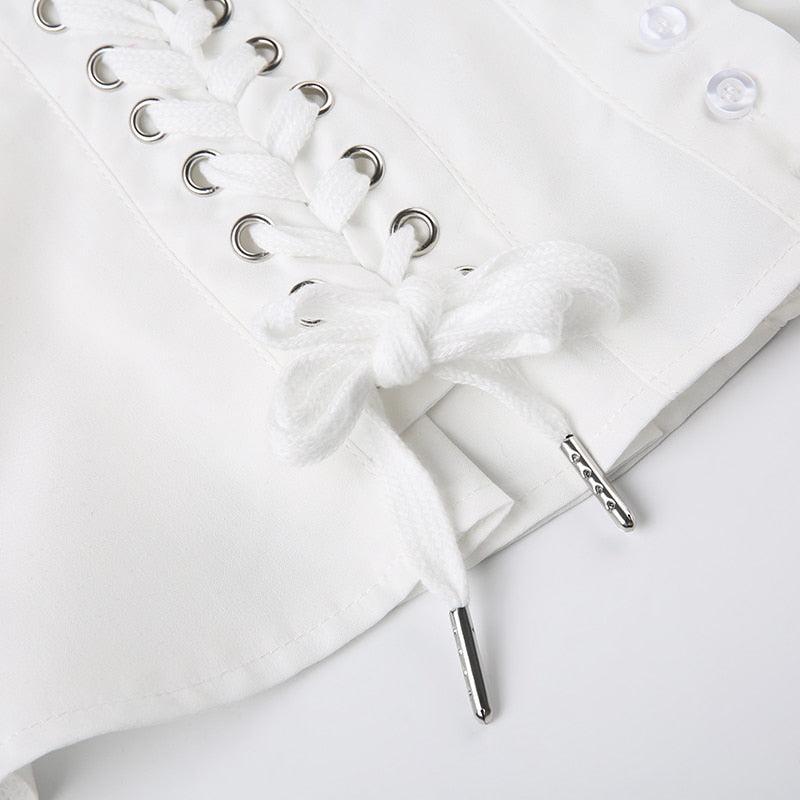 Coquette Cap Sleeve Lace Up Top - KAYSMAR