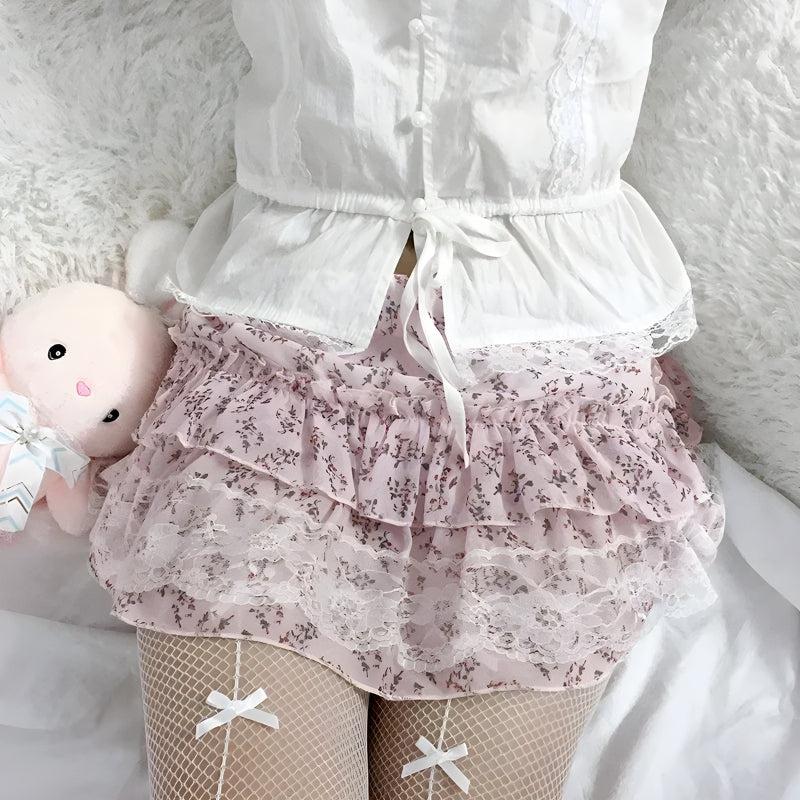 Coquette Floral Ruffled Mini Skirt - KAYSMAR