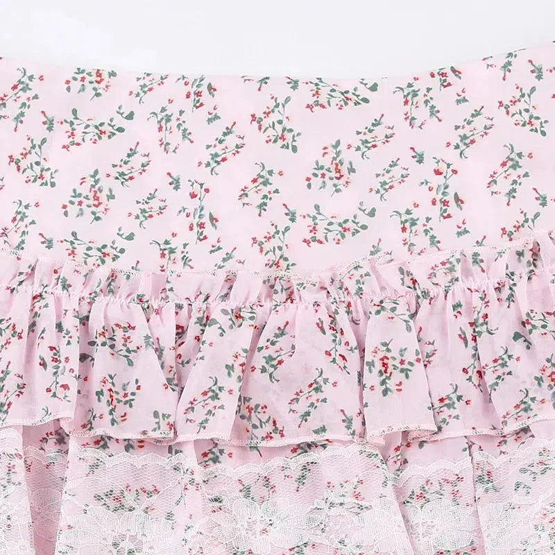 Coquette Floral Ruffled Mini Skirt - KAYSMAR