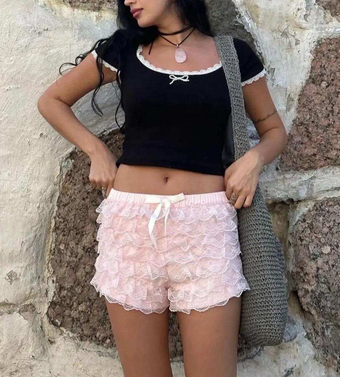 Coquette Lace Ruffled Shorts - KAYSMAR