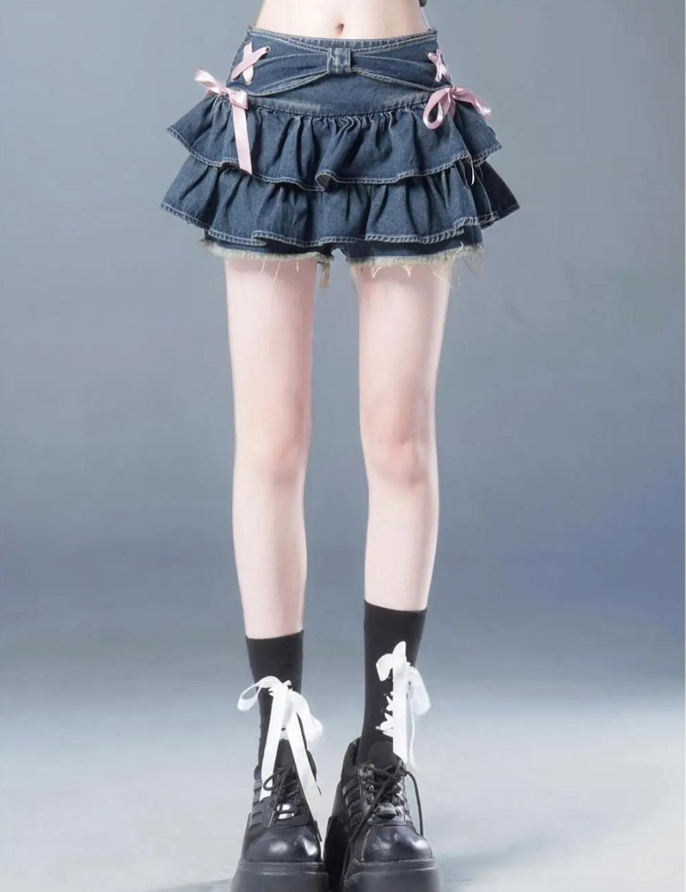 Coquette Low Rise Denim Mini Skort - KAYSMAR