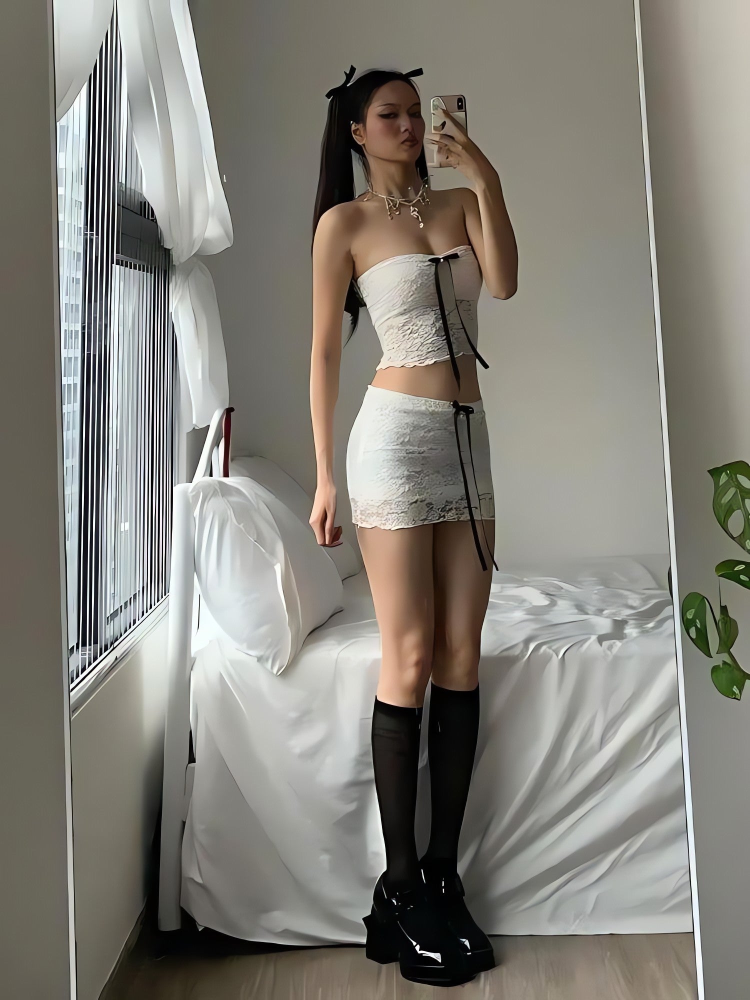 Coquette Bow Lace Two Piece Set - KAYSMAR