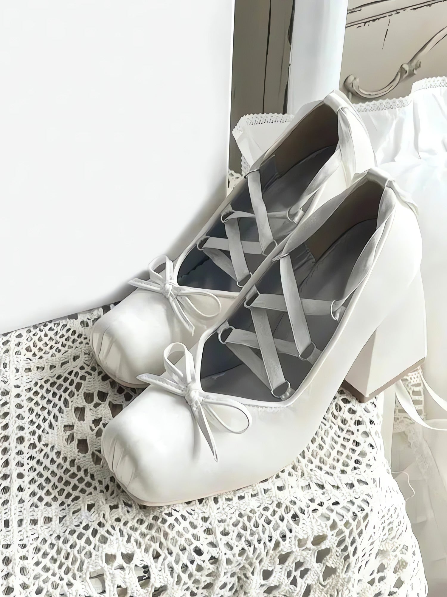 Coquette Bow Lace Up High Heels - KAYSMAR