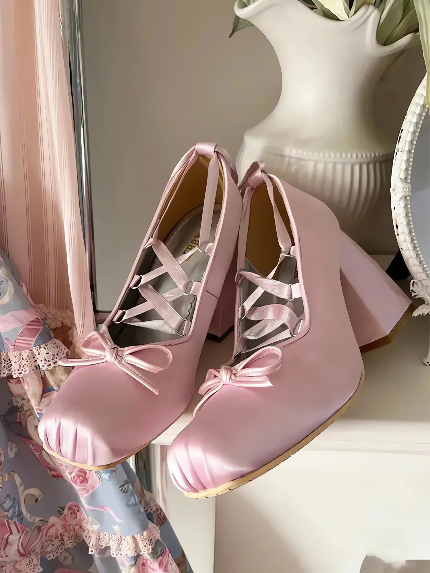 Coquette Bow Lace Up High Heels - KAYSMAR