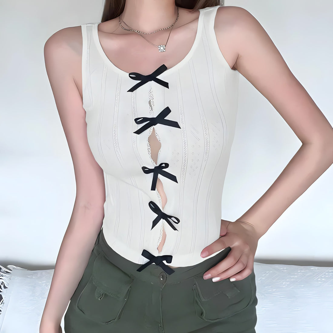 Coquette Bow Pointelle Top - KAYSMAR