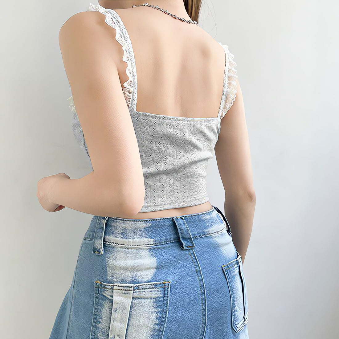 Coquette Lace Trimming Crop Top - KAYSMAR