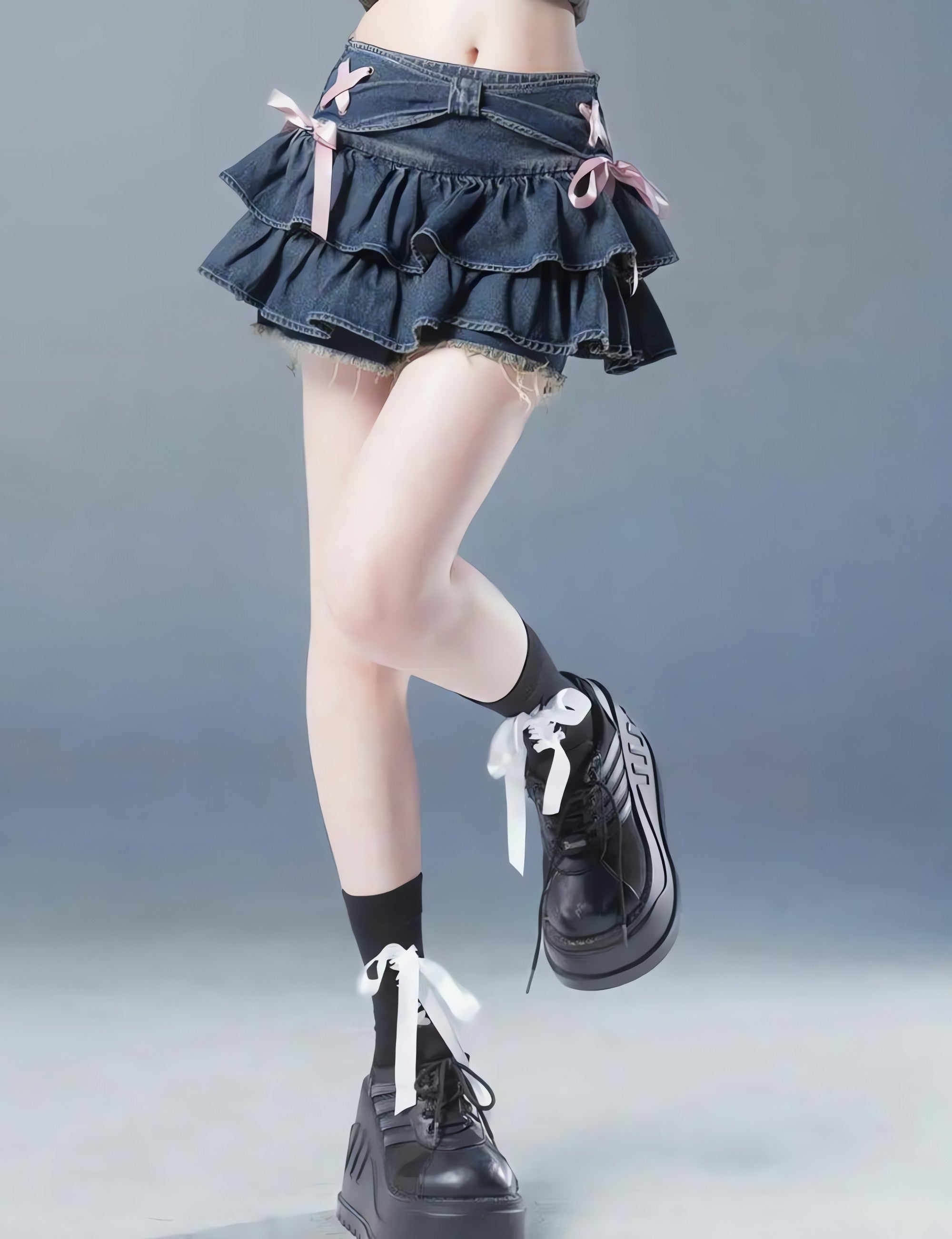 Coquette Low Rise Denim Mini Skort - KAYSMAR