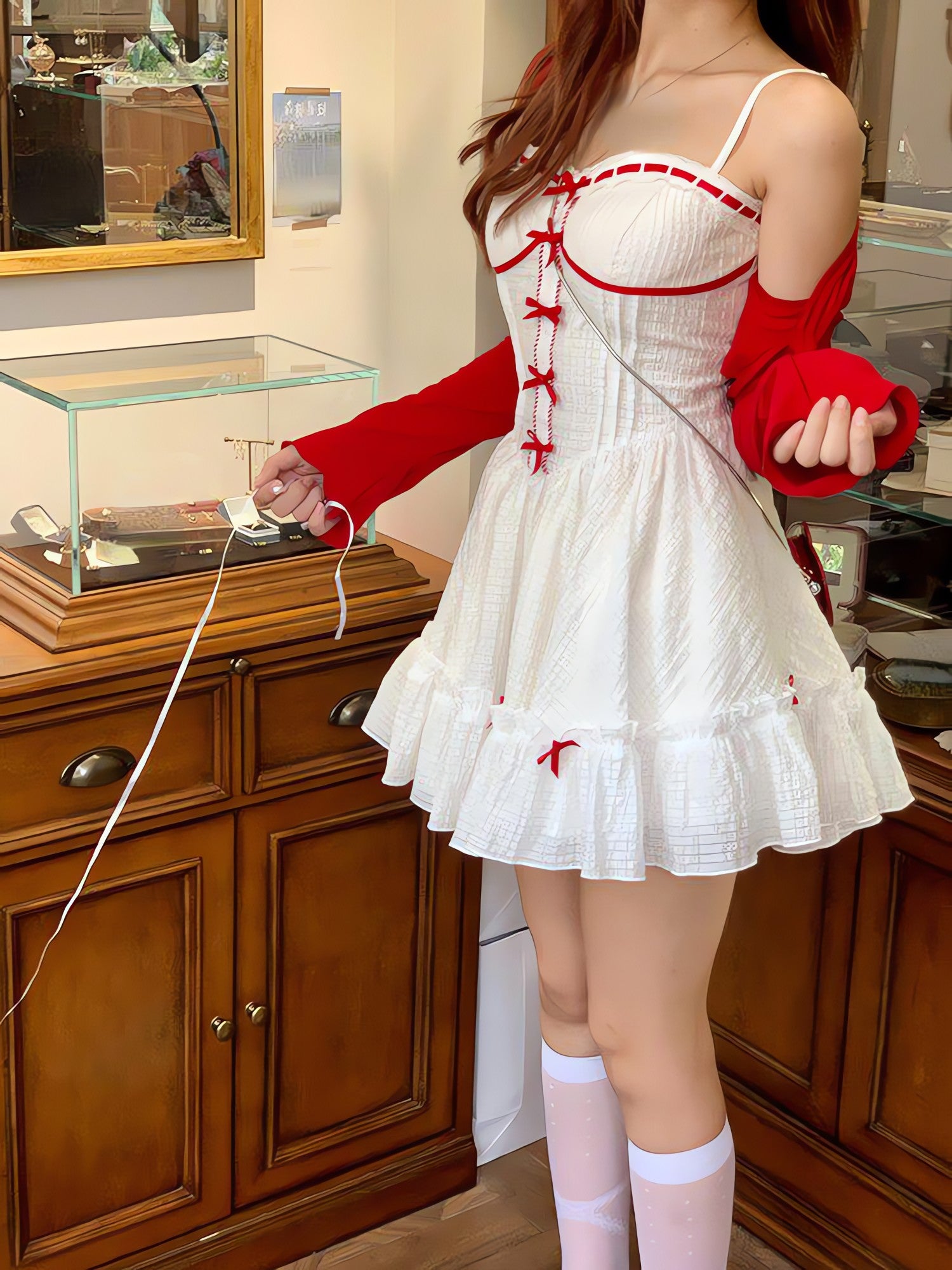 Coquette Mini Dress With Cardigan - KAYSMAR