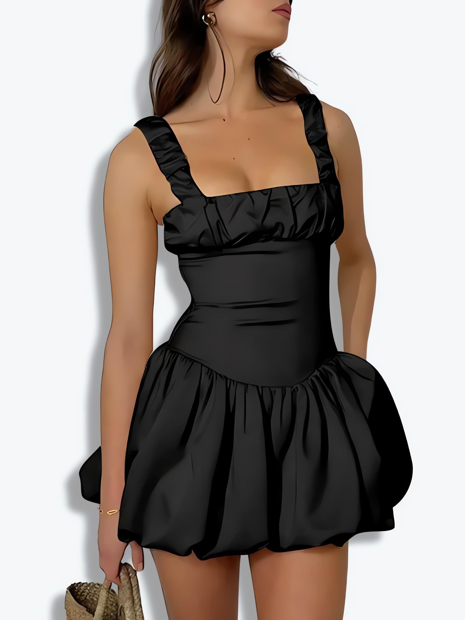 Coquette Ruched Bubble Skirt Mini Dress - KAYSMAR