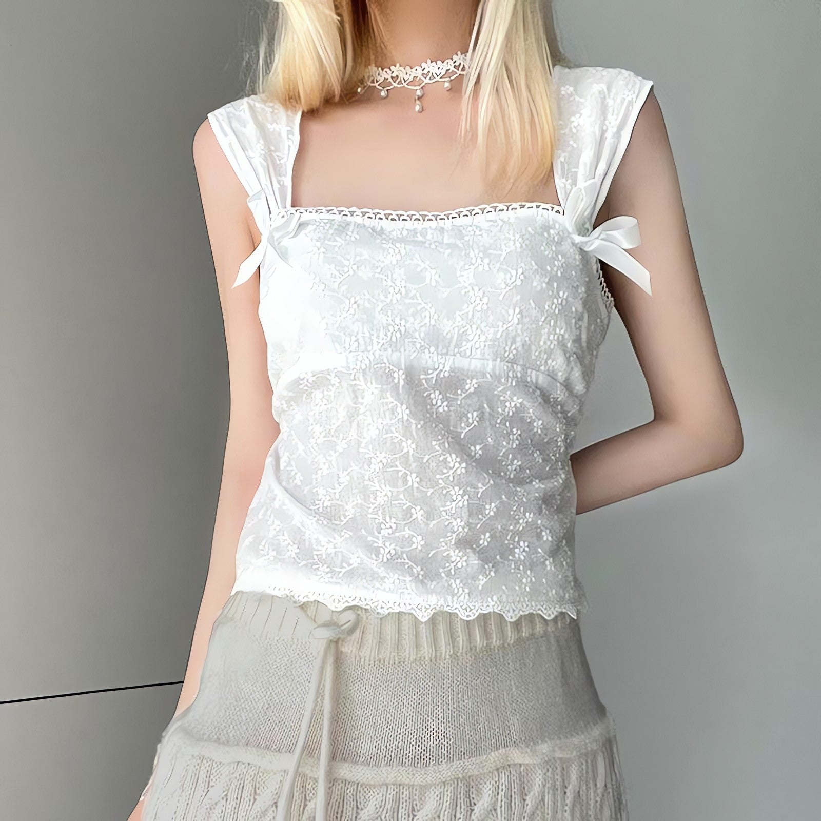Coquette Square Neckline Top - KAYSMAR