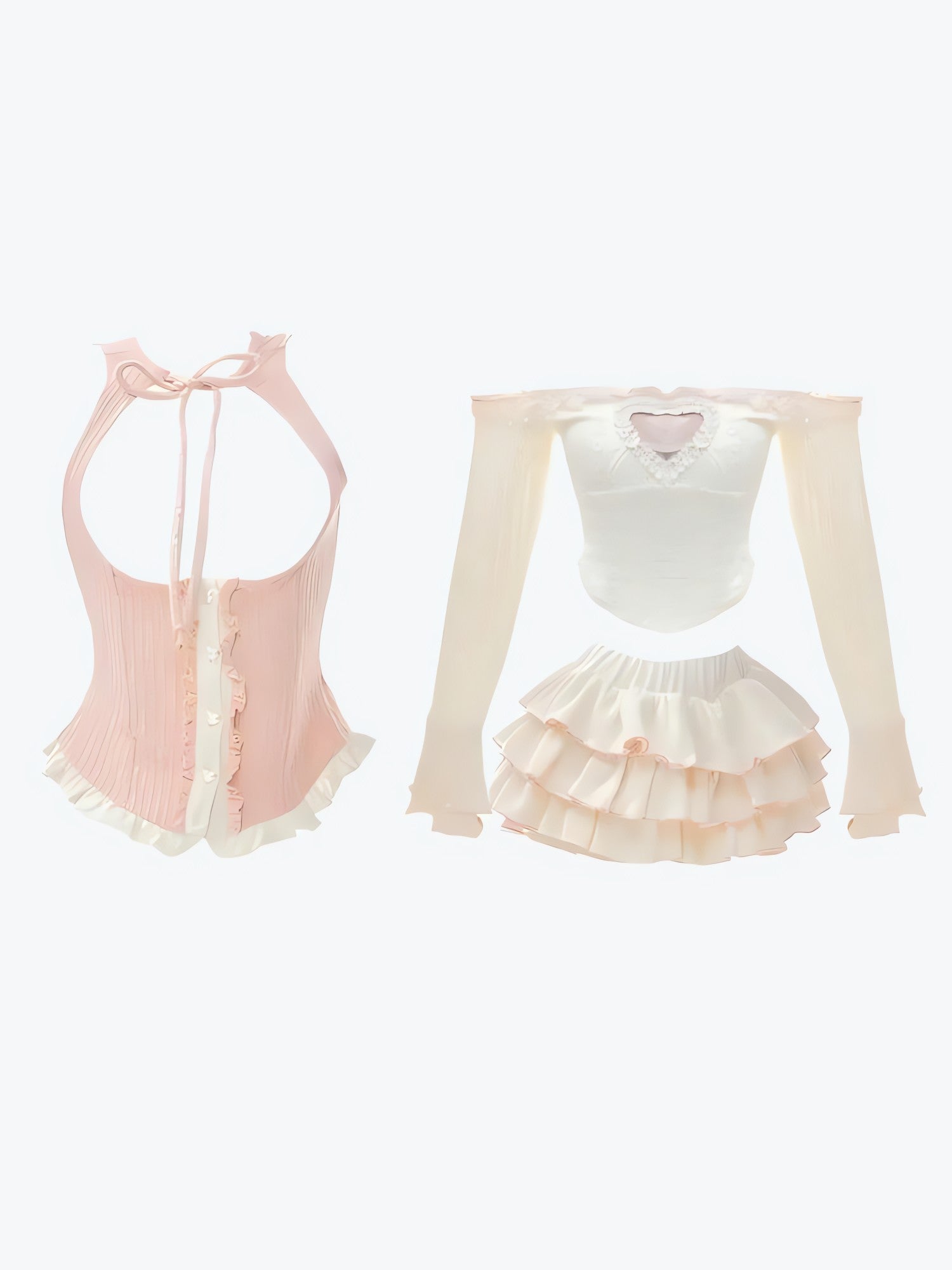 Coquette Top & Mini Skirt Two Piece Set - KAYSMAR