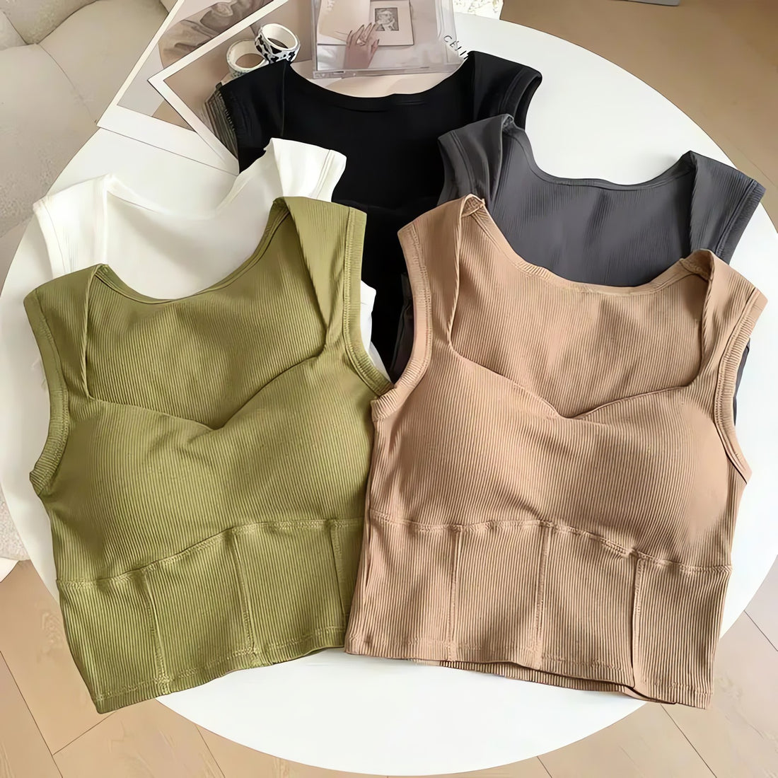 Corduroy Square Neck Crop Top - KAYSMAR