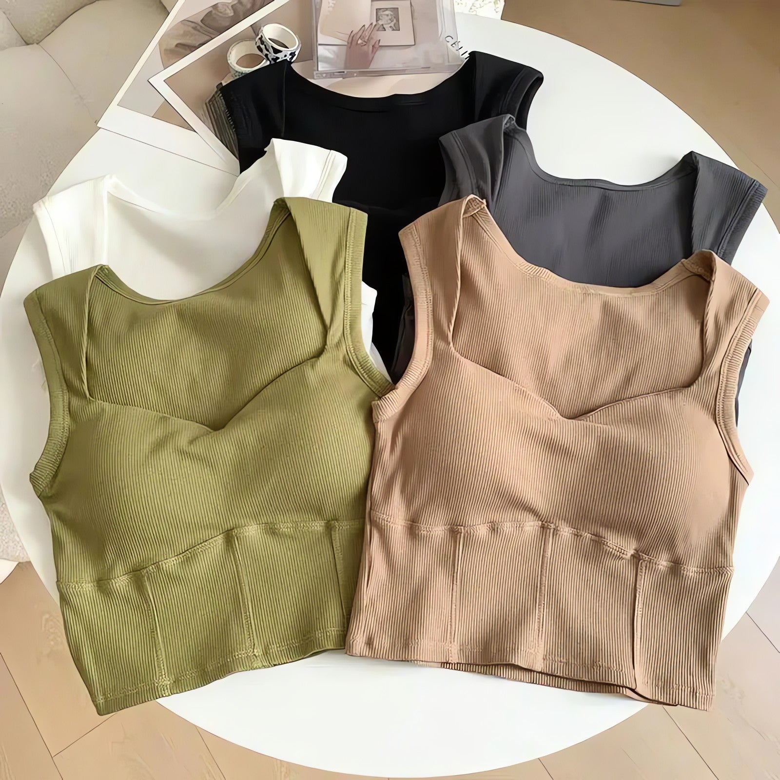 Corduroy Square Neck Crop Top - KAYSMAR