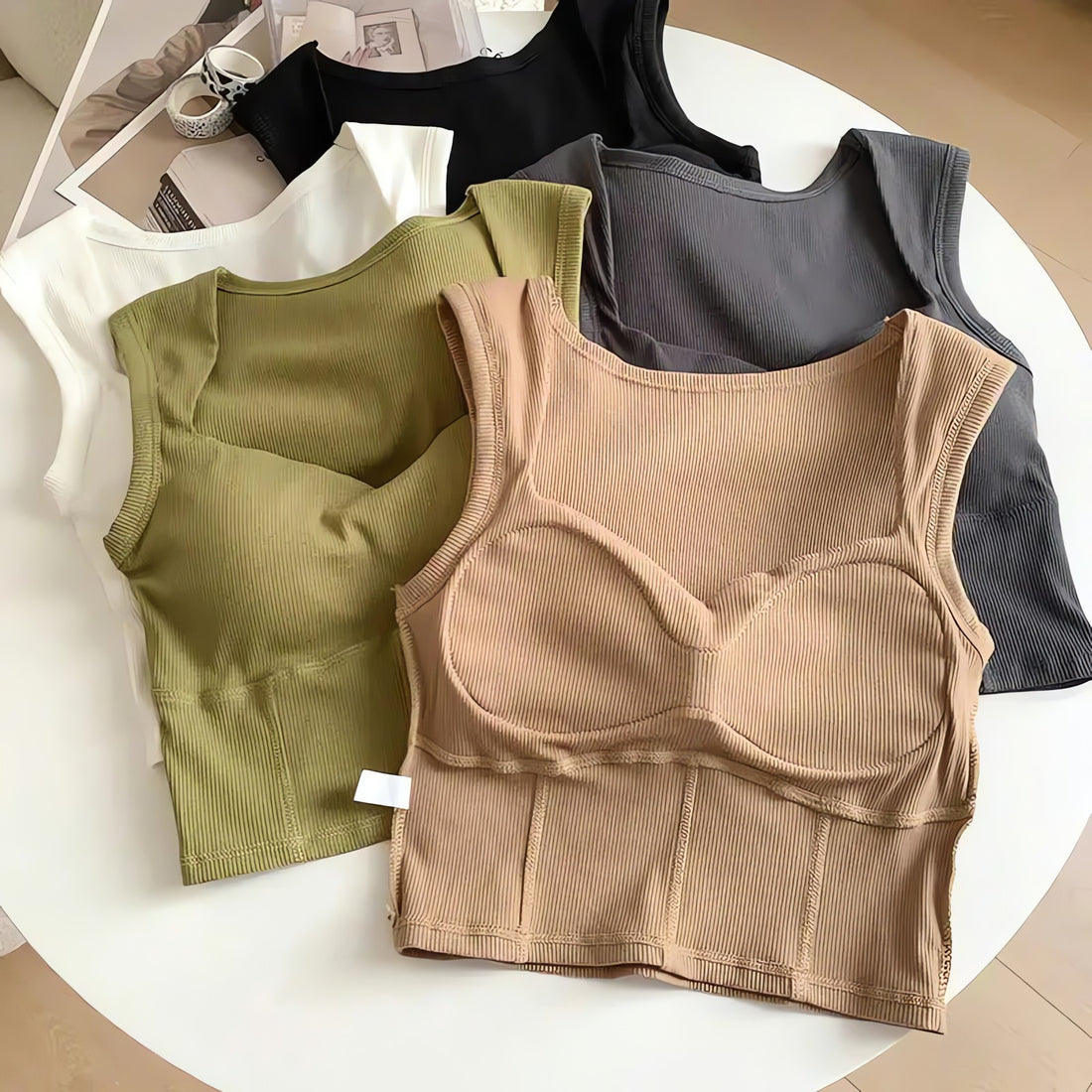 Corduroy Square Neck Crop Top - KAYSMAR